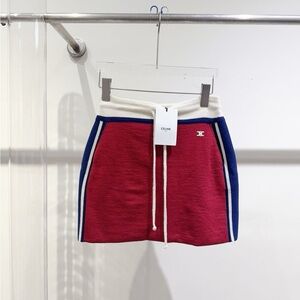 🚩steal Authentic Celine Red and Blue Knit Skirt